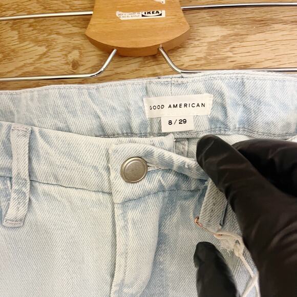 NWT Good American Good Icon Jeans Distressed Size 8/29 Light Wash - Picture 9 of 9